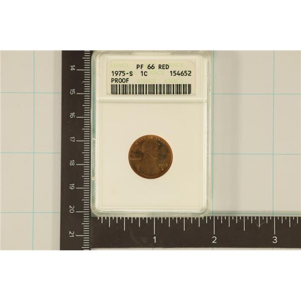 1975-S LINCOLN CENT ANACS PF66 RED