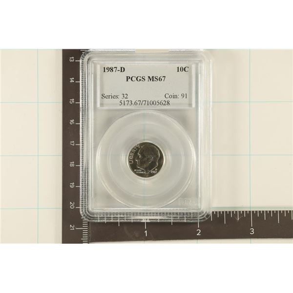 1987-D ROOSEVELT DIME PCGS MS67