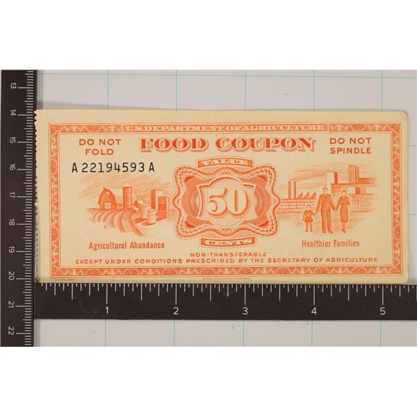 U.S. DEPARTMENT OF AGRICULTURE 50 CENT FOOD COUPON