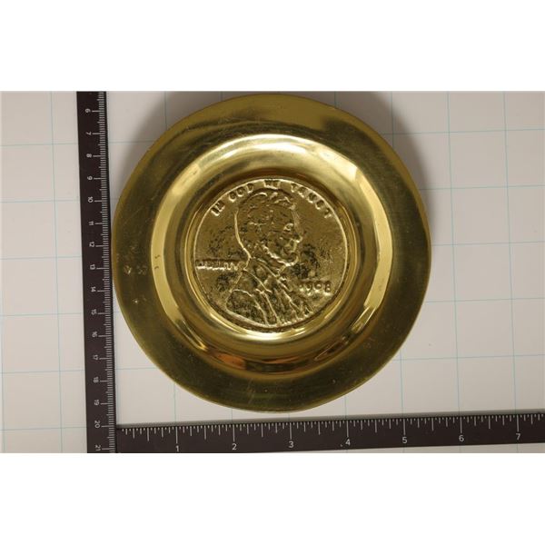 ABRAHAM LINCOLN BRASS 5 1/2  PLATE. 1908 LINCOLN