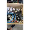 Image 8 : LOT OF TOOLS, JUMPER CABLES, 2 12V TIRE INFLATORS AND ELECTRONICS