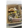 Image 2 : 2 BOXES OF STAPLER, WELDING GLOVES, CEMENT TOOLS, COVERALLS AND MORE