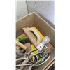 Image 3 : 2 BOXES OF STAPLER, WELDING GLOVES, CEMENT TOOLS, COVERALLS AND MORE