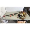 Image 1 : 2 BAR CLAMPS WITH WOOD WORKING TOOLS, PAINTING BRUSHES AND MORE