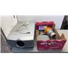 Image 1 : SANYO HEAVY DUTY PROJECTOR WITH LOT OF REEL TO REEL TAPES , NEW VHS BLANK TAPES AND UNTESTED DYSON C