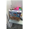 Image 2 : BOX OF KIDS TOYS, NEW LUGGAGE CLIPS AND PARTS COMPUTER TOWER