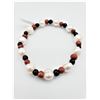 Image 1 : NATURAL FRESHWATER PEARL, RED JASPER & BLACK OBSIDIAN BRACELET, RETAIL $60.00