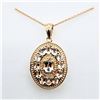 Image 2 : STERLING SILVER ROSE GOLD TONE PLATED NATURAL WHITE SAPPHIRE LOCKET PENDANT WITH STERLING CHAIN, 13 