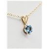 Image 2 : 10KT. YELLOW GOLD 5MM NATURAL BLUE TOPAZ (0.50CTS) & CZ HEART PENDANT WITH STERLING SILVER CHAIN, W/