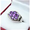 Image 2 : STERLING SILVER NATURAL AMETHYST & WHITE SAPPHIRE RING, 7 AMETHYST (1.19CTS), W/A $455.00, SIZE 7.25