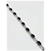 Image 2 : STERLING SILVER 7MM X 5MM NATURAL AMETHYST & CZ BRACELET, 12 AMETHYST (6CTS), W/A $800.00, AMETHYST 