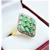 Image 2 : STERLING SILVER YELLOW GOLD TONE PLATED NATURAL EMERALD & WHITE SAPPHIRE RING, 9 EMERALD (0.54CTS), 