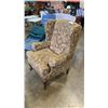 Image 2 : UPHOLSTERED QUEEN ANNE WINGBACK CHAIR AND OTTOMAN