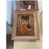 Image 2 : 2 FRAMED COPPER ART, EASTERN VASE AND BUNNYKINS DISH SET
