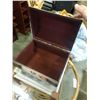 Image 2 : FOOTSTOOL AND VINTAGE STORAGE TRUNK
