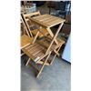Image 3 : 4 WOODEN FOLDING CHAIRS AND 3 FOLDING SIDE TABLES