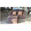Image 1 : BROWN FABRIC IKEA SOFA W/ OTTOMAN