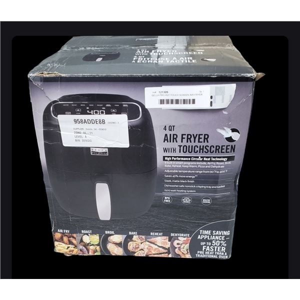 BELLA PRO 4QT TOUCH SCREEN AIR FRYER  - TESTED WORKING - RETAIL $179