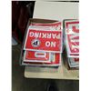 Image 2 : 2 TRAYS OF VARIOUS SIGNS, BEWARE OF DOG, WE'RE OPEN, KEEP OUT, EXIT AND MORE