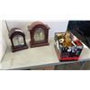 Image 1 : 2 MANTLE CLOCKS AND BOX OF CLOCK PARTS