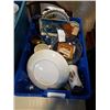 Image 2 : TOTE OF DISHES AND TRAY OF COLLECTIBLES