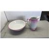 Image 1 : PINK/WHITE ENGLISH JUG AND BOWL SET