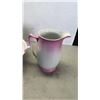 Image 2 : PINK/WHITE ENGLISH JUG AND BOWL SET