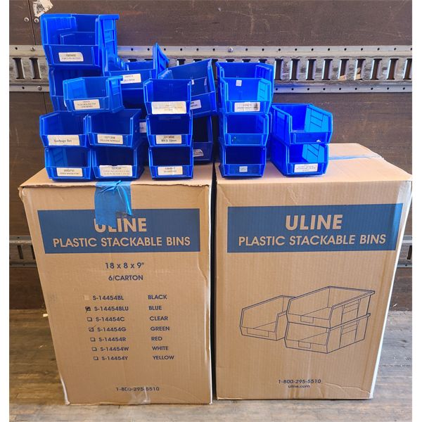 JOB LOT - ULINE PLASTIC STACKING BINS - Kidd Family Auctions