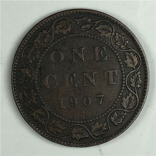 Canadian Large Cent 1907 H VF+ 251