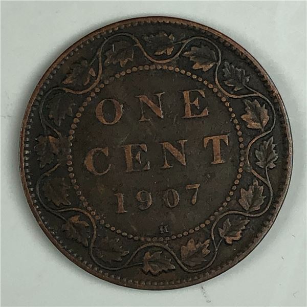 Canadian Large Cent 1907 H VF+ 252