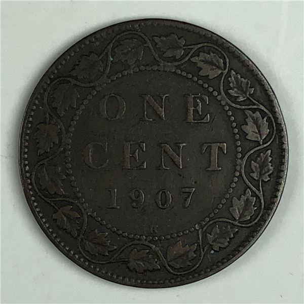 Canadian Large Cent 1907 H VF+ 254