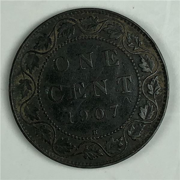 Canadian Large Cent 1907 H F+ 255