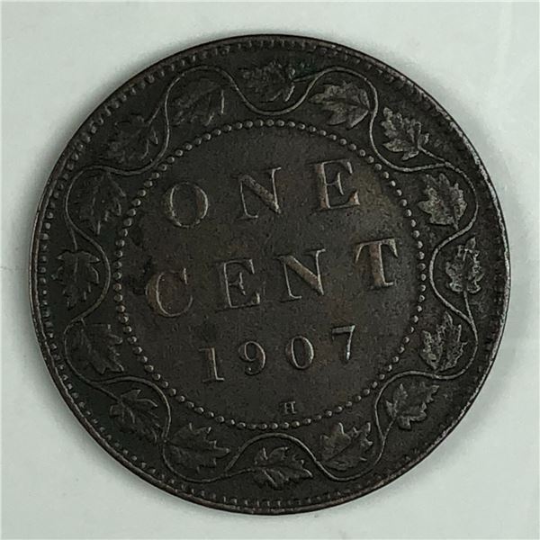 Canadian Large Cent 1907 H VF+ 256