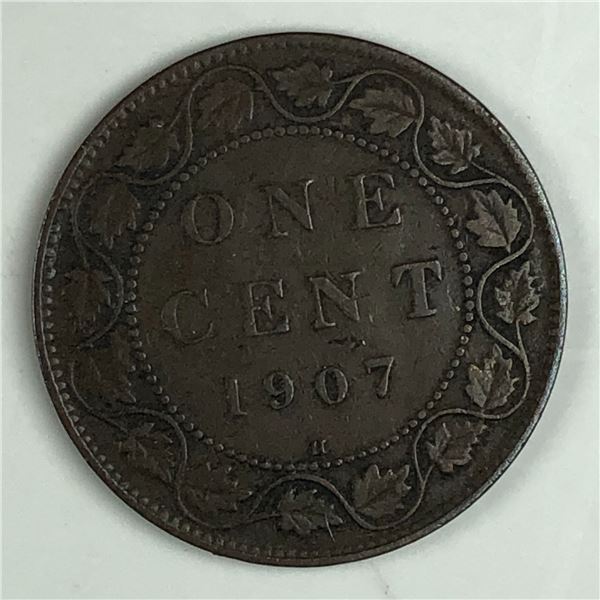 Canadian Large Cent 1907 H VF+ 258