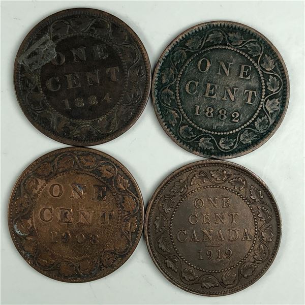 Group of 4 Canadian Large Cents 317
