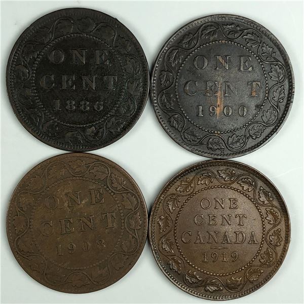 Group of 4 Canadian Large Cents 319
