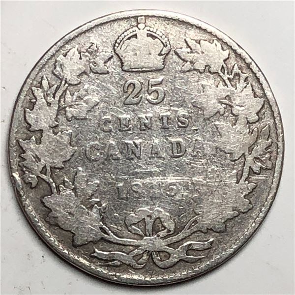 1915 King George V 25 Cents Semi Key Date