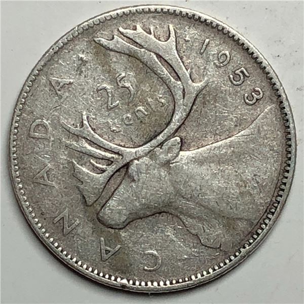 1953 Small Date Queen Elizabeth 25 Cents