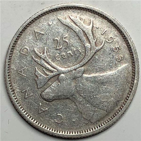 1953 Large Date  Queen Elizabeth 25 Cents