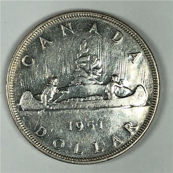1951 King George VI Canadian Silver Dollar DBL-HP