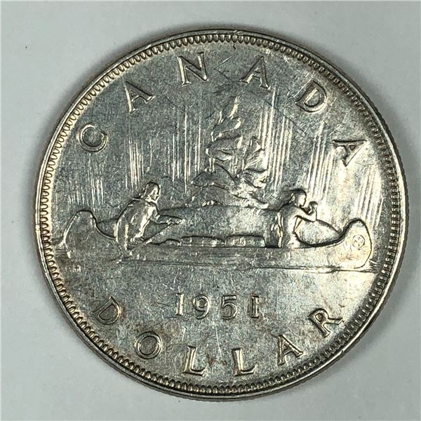 1951 King George VI Canadian Silver Dollar DBL-HP