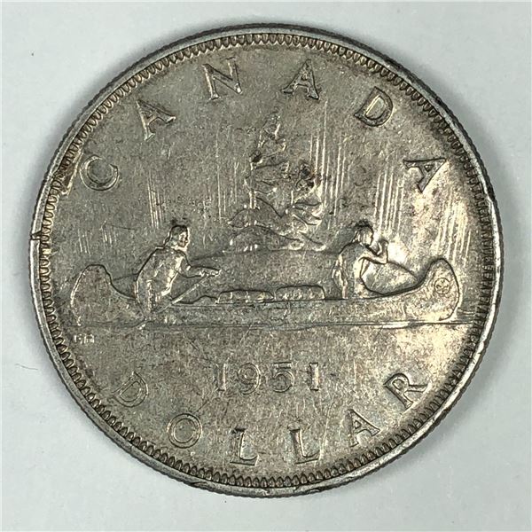 1951 King George VI Canadian Silver Dollar DBL-HP