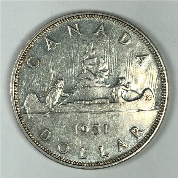 1951 King George VI Canadian Silver Dollar DBL-HP