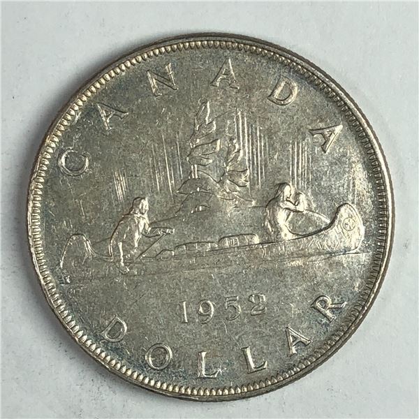 1952 King George VI Canadian Silver Dollar Ch-AU SWL DBL-HP