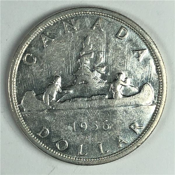 1956 Queen Elizabeth II Canadian Silver Dollar