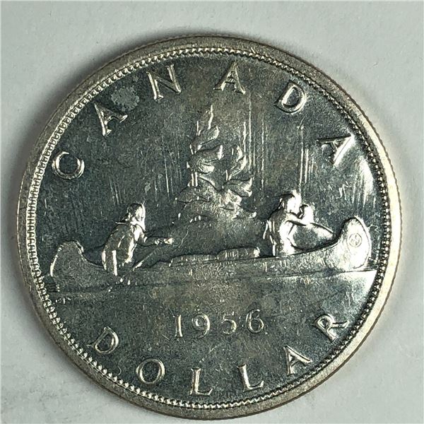 1956 Queen Elizabeth II Canadian Silver Dollar UNC