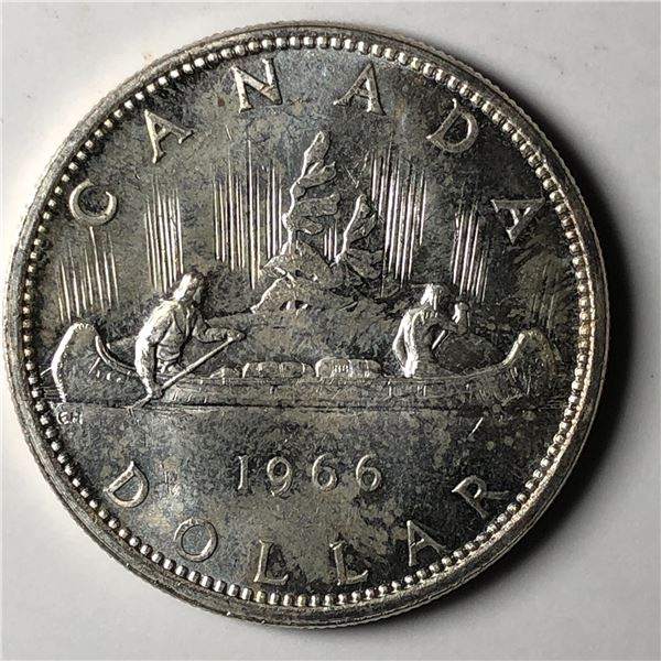 1966 Queen Elizabeth II Canadian Silver Dollar UNC