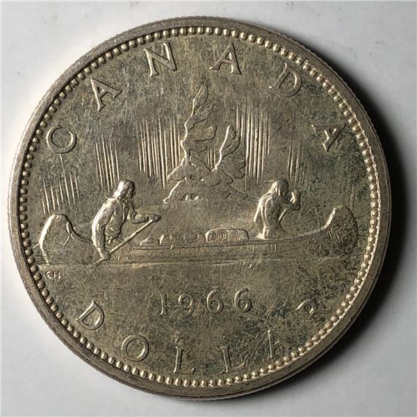 1966 Queen Elizabeth II Canadian Silver Dollar UNC