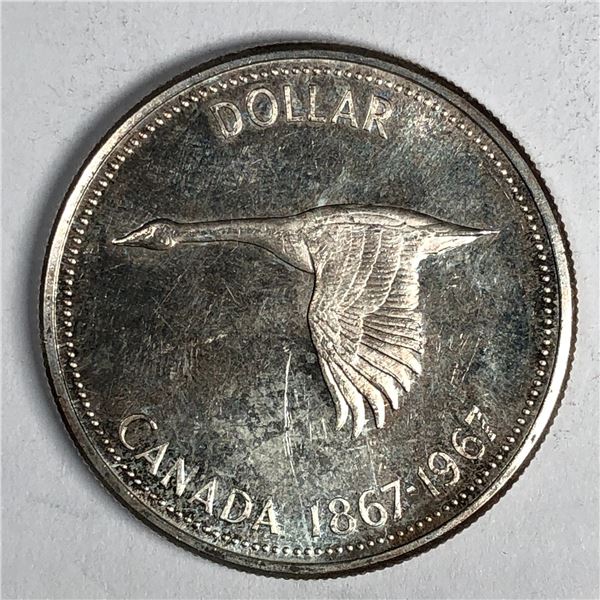 1967 Queen Elizabeth II Canadian Silver Dollar UNC