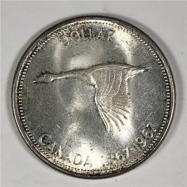 1967 Queen Elizabeth II Canadian Silver Dollar UNC